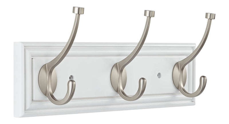 Galena Stainless Steel 3-Hook Rail, White, 16-in T4S3
