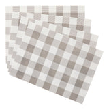 Gingham Plaid Checkered Rectangle Placemat, Silver/Ivory, 13-in x 18-in, 4-pk B8R5 - product image 1