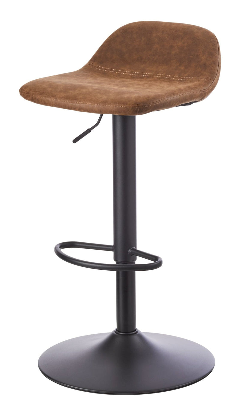 Luis Adjustable Height Gas Lift Swivel Bar Stool, Brown O3A0