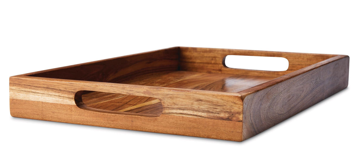 Rectangular Wood Serving Tray with Round Handles, 18-in V7T6 - product image 1