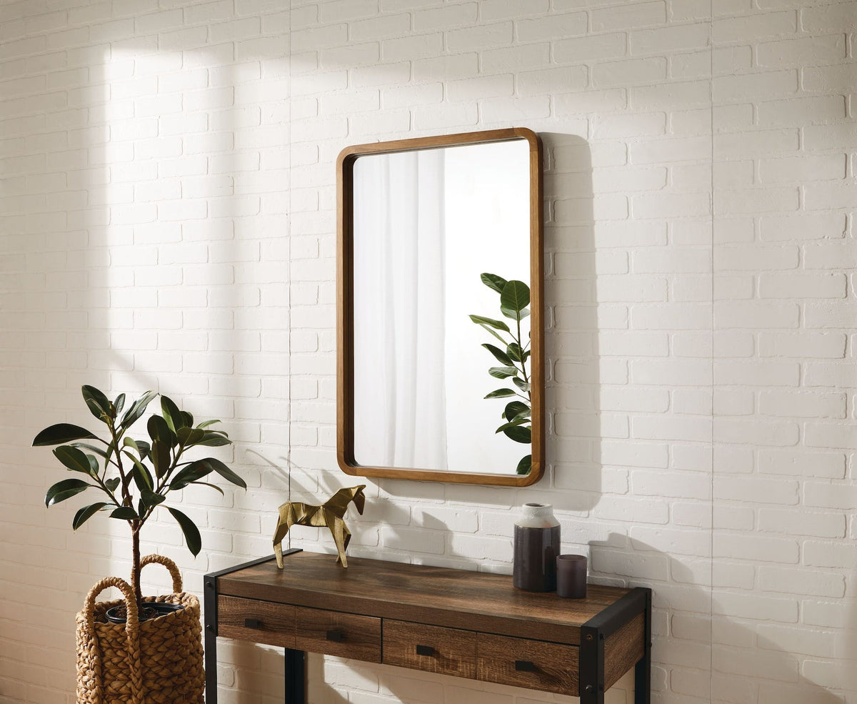 Springside Pearwood Rectangular Wall Mirror, Brown, 24 x 36-in E0D3 - product image 8