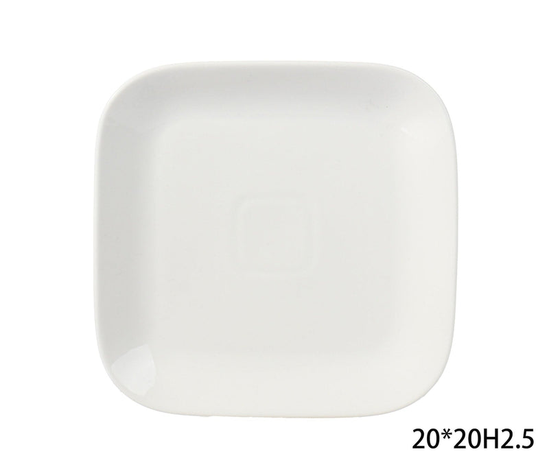 Square Stoneware Side Plate, 8-in, White H7T4