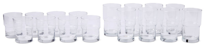 Stacking Glassware Tumbler Set, 12 & 16 oz, 16-pc M7K2