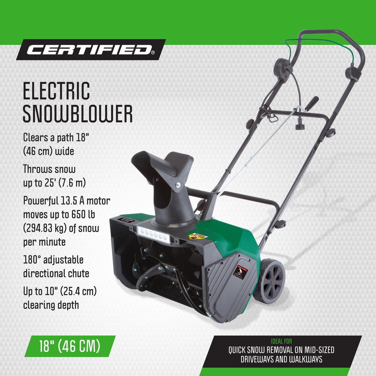 13.5-Amp Electric Corded Snowblower, 18-in U5W4 - product image 5