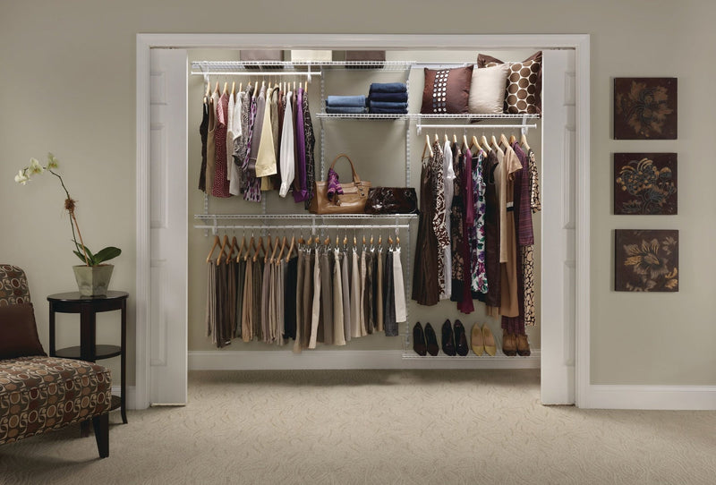 Wire Shelf Track Closet Organizer Kit, White, 5 x 8-ft D0M2
