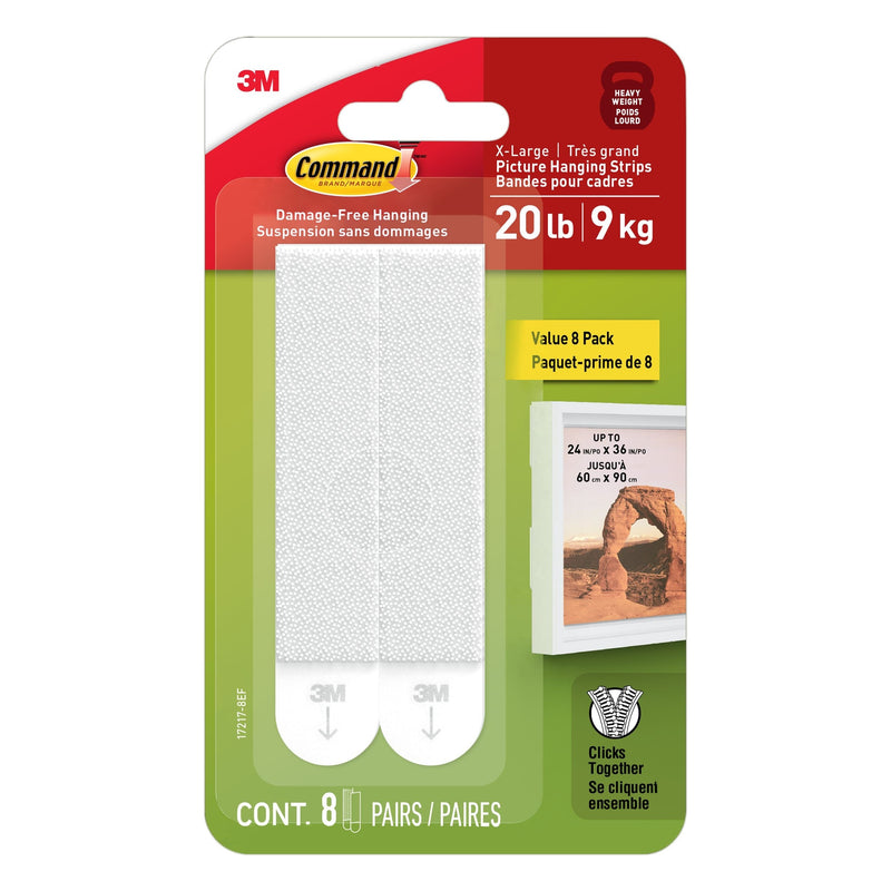 20-lb White Picture Hanging Strips Value Pack, 17217-8EF | 8 Pairs, X-Large Strips U2N1