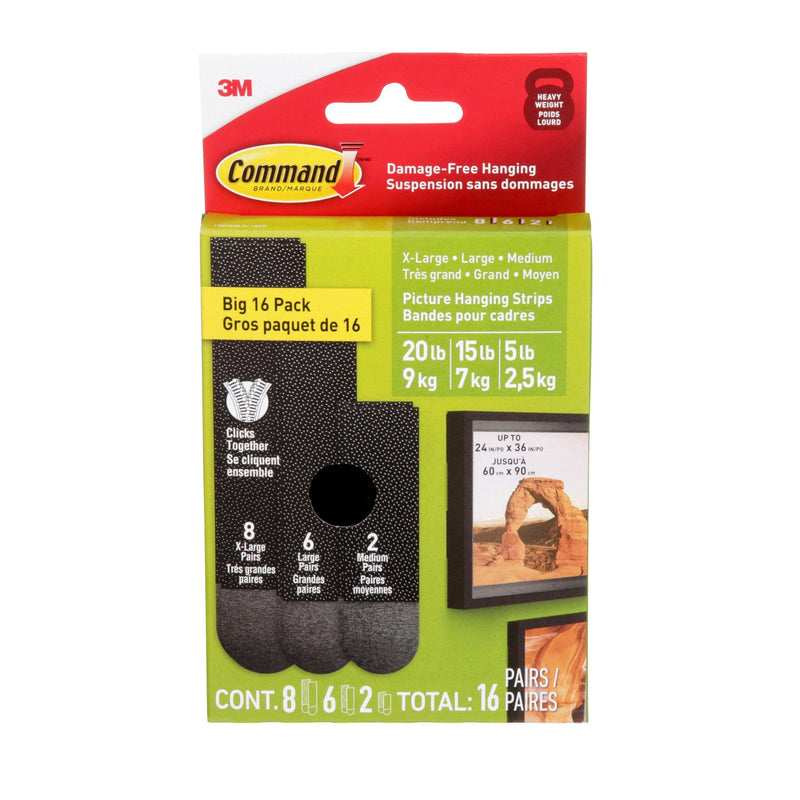 Black Picture Hanging Strip Mixed Pack, 17218BLK-16EF, 16 Pairs R6Z2