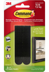 Large Adhesive Picture Hanging Strips, Black, 16-lbs, 4 Strips per Pack Z6S1 - product image 1