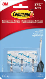 Small Wire Hooks with Adhesive Strips, Clear, 0.5-lbs, 3 Strips per Pack A8B4 - product image 1