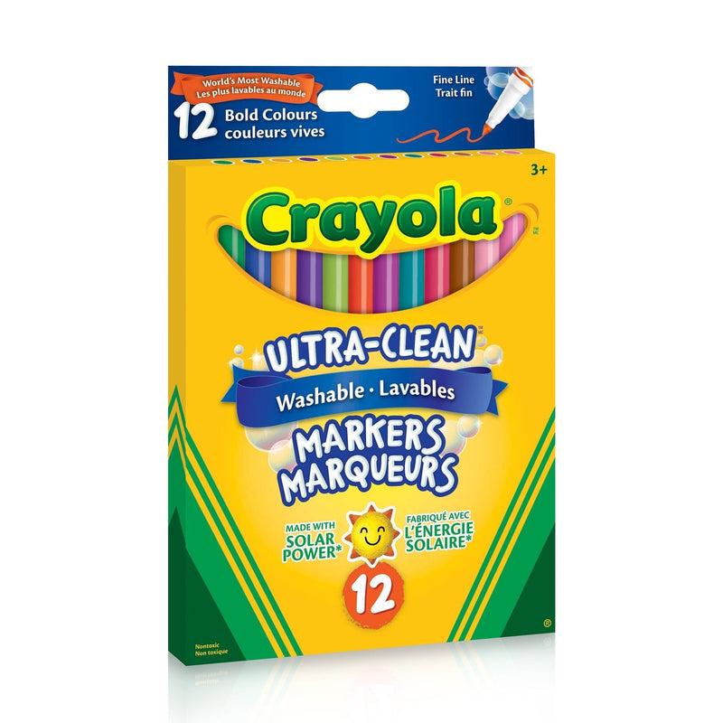 Ultra-Clean Washable Fine Tip Markers for Drawing/Colouring, Multi-Colour, 12-pk, Ages 3+ S1E1