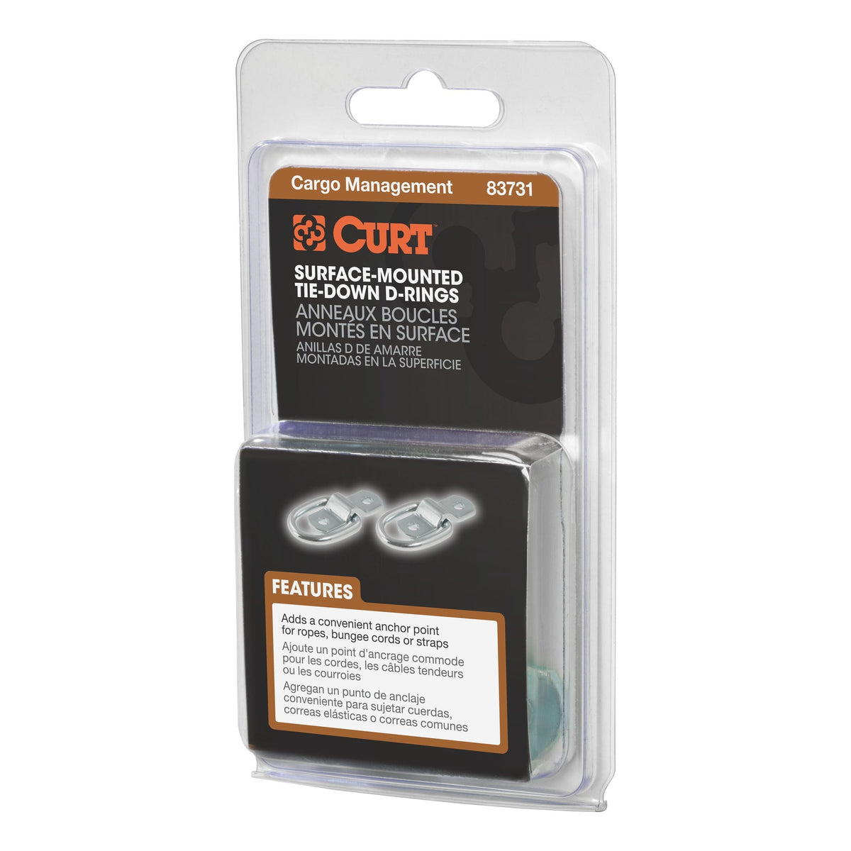 1-in x 1-1/4-in Surface-Mounted Tie-Down D-Rings, 1200-lb, 2-pk V0Q5 - product image 3