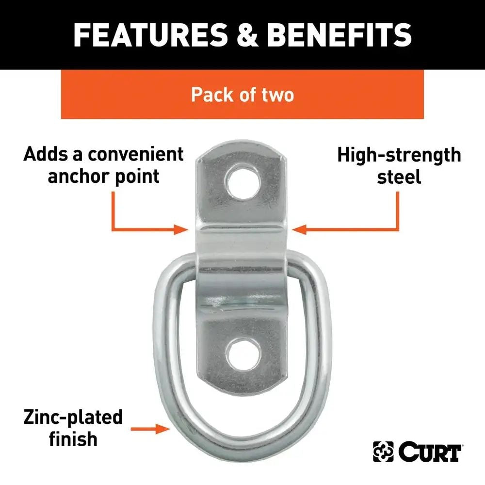 1-in x 1-1/4-in Surface-Mounted Tie-Down D-Rings, 1200-lb, 2-pk V0Q5 - product image 6