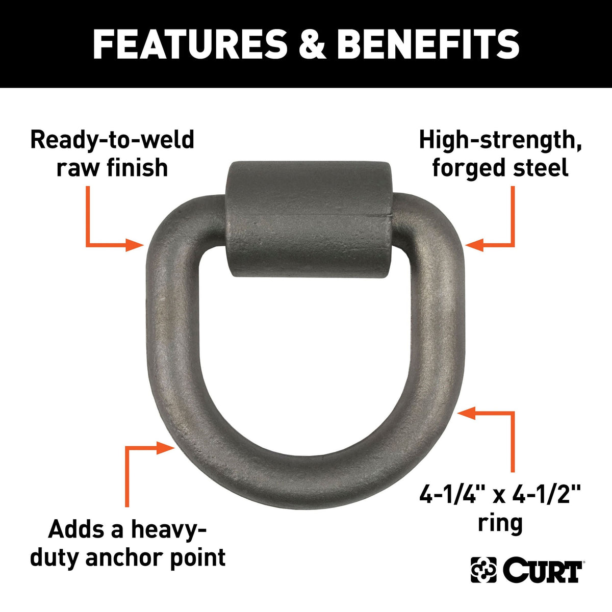 83760 3 x 3-in Weld-On Tie-Down D-Ring (8,833 lbs, Raw Steel) J2C7 - product image 2