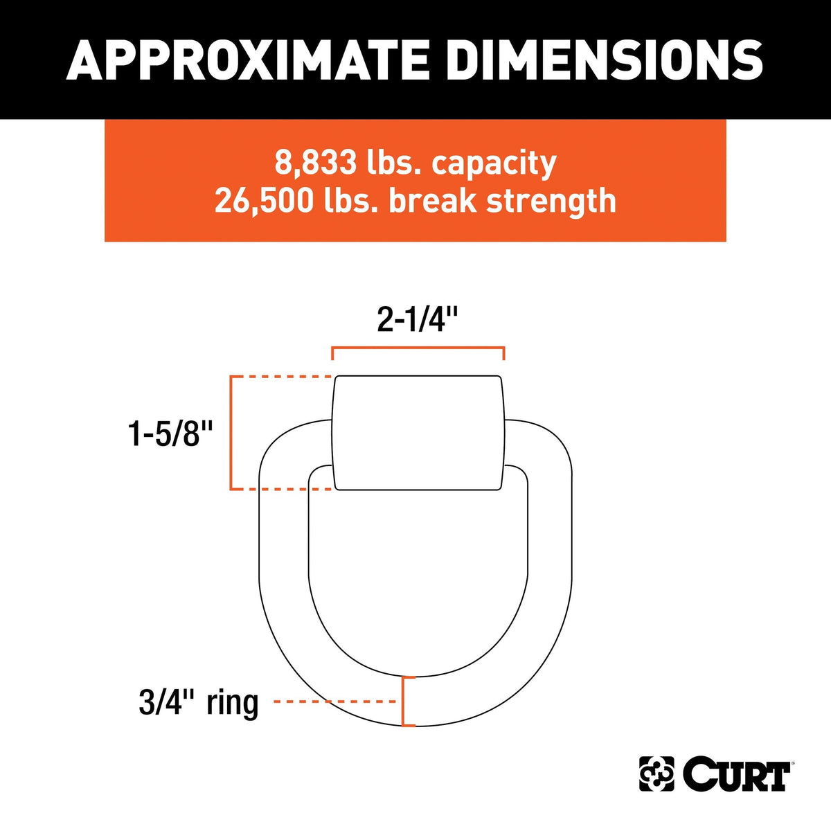 83760 3 x 3-in Weld-On Tie-Down D-Ring (8,833 lbs, Raw Steel) J2C7 - product image 3