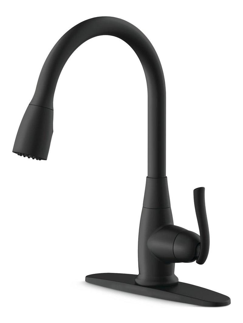 Terrazo 1-Handle Pull Down Kitchen Faucet, Matte Black J2C4