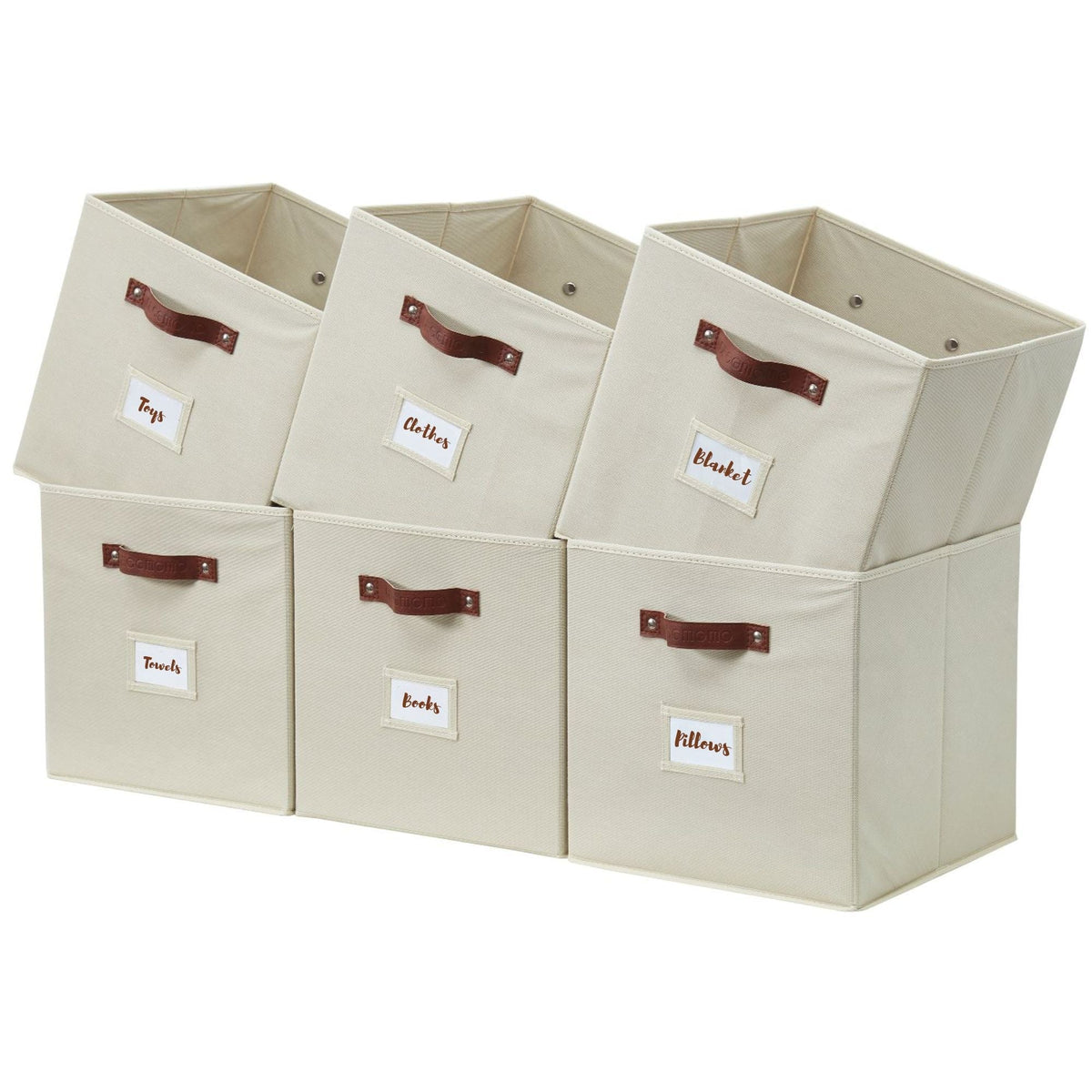 Collapsible Storage Cube with Label, 11-in, 6-pk, Beige G2H7 - product image 1