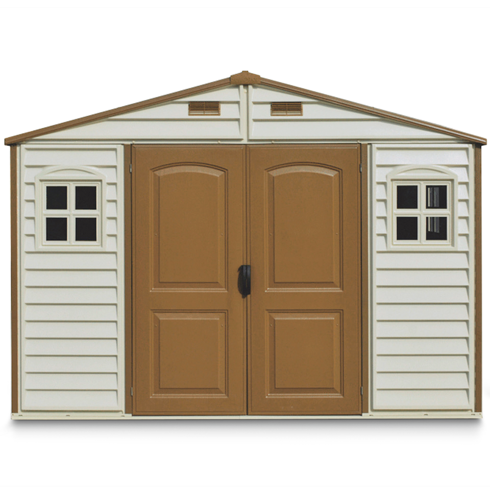 Woodside Vinyl Resin Garden Shed, Brown, 10-1/2-ft x 8-ft M5W6 - product image 1