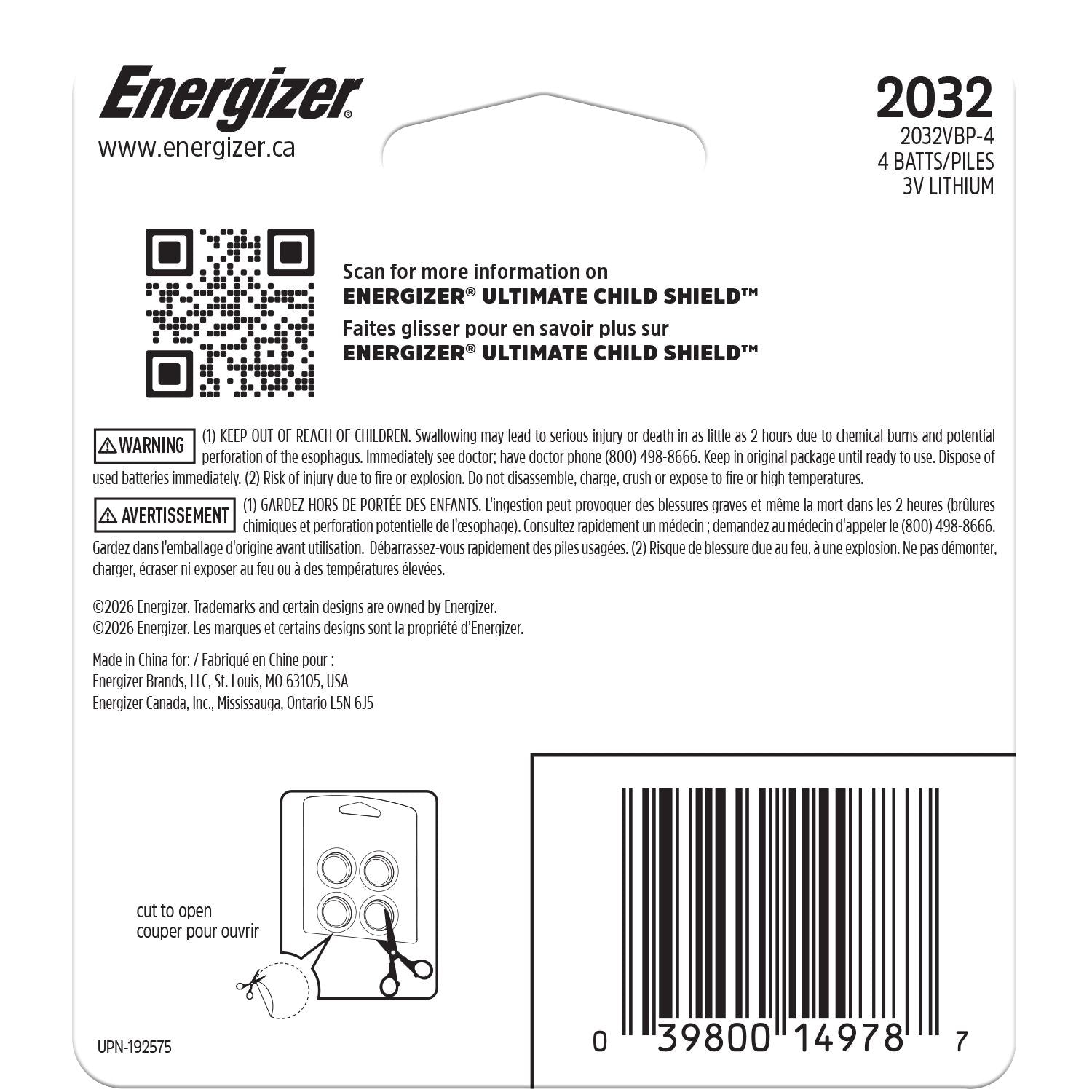 2032 Child Shield Lithium Battery, 4-Pack L5J4 - product image 2