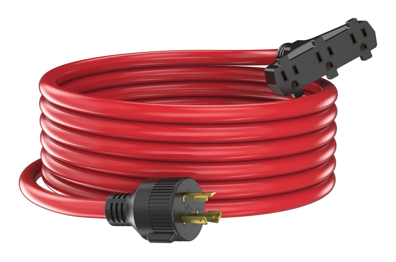 30A 25-ft Triple-Outlet Extension Cord, Red E9C6