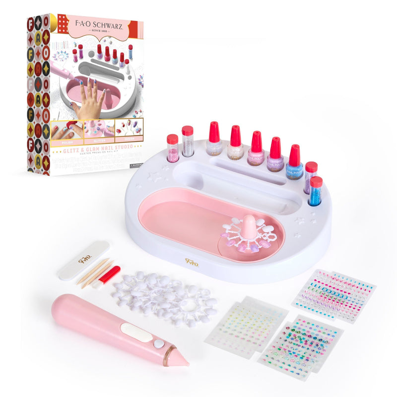 Girls Custom Glitter Nail Set, Pink V2G1