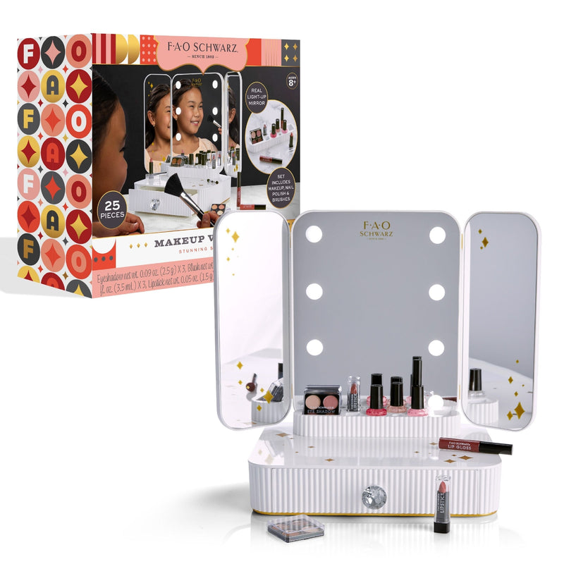 Girls Vanity Makeup Studio Low Profile, 24 Piece, White N8S3