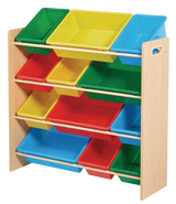 Kids 12-Bin Bedroom/Playroom Toy Storage Organizer, Yellow S2C3 - product image 1