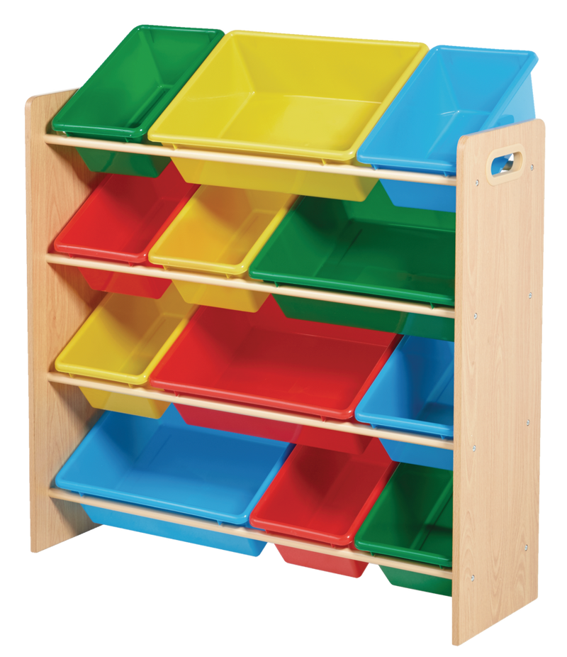 Kids 12-Bin Bedroom/Playroom Toy Storage Organizer, Yellow S2C3