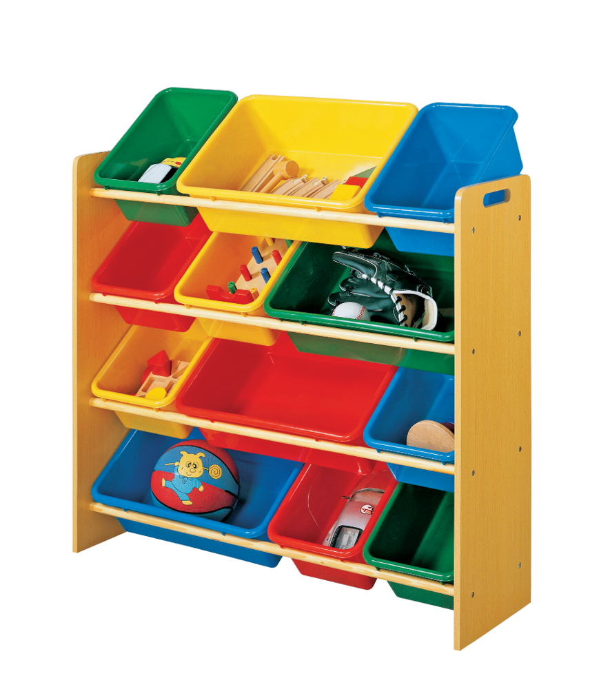 Kids 12-Bin Bedroom/Playroom Toy Storage Organizer, Yellow S2C3 - product image 2