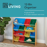 Kids 12-Bin Bedroom/Playroom Toy Storage Organizer, Yellow S2C3 - product image 3