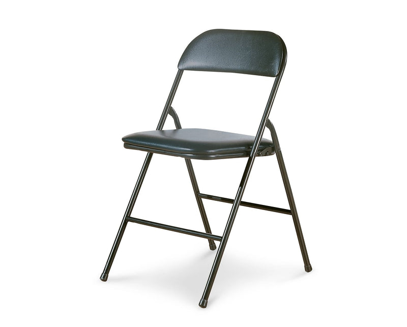 Portable Vinyl Upholstered & Padded Metal Folding Chair, Black, 2-pk O9I8
