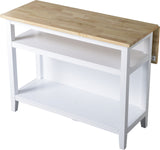 Wood Top Open Shelf Kitchen Storage Island With Folding Leaf, White A1V2 - product image 1