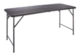 Woodgrain Folding Table, Plastic/Steel, Black, 6-ft P5K2 - product image 1