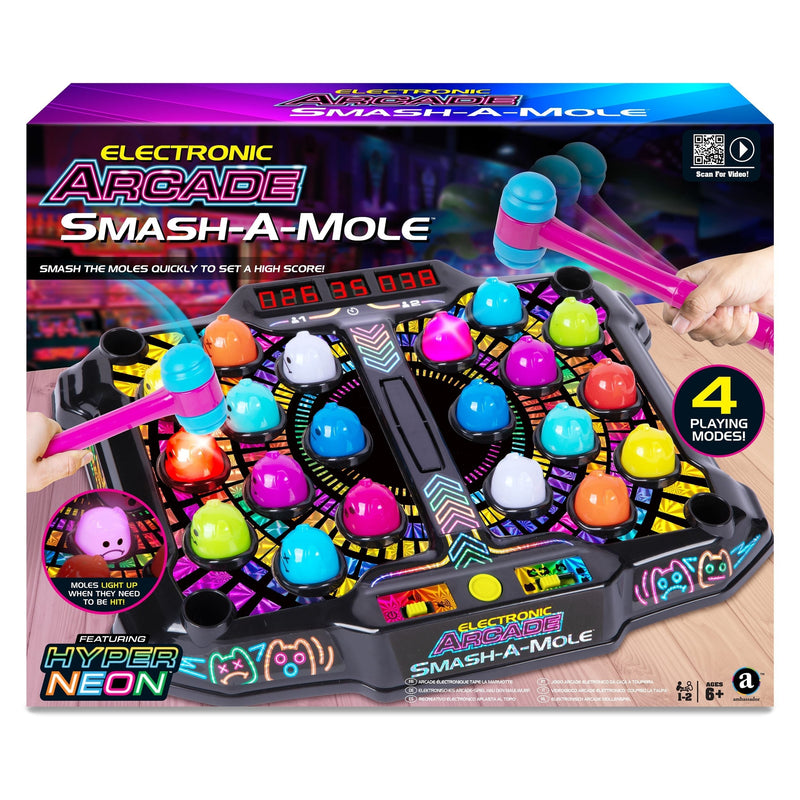 GAME Hyper Neon Series Whack A Mole Electronic Arcade for Ages 6+ M4T6