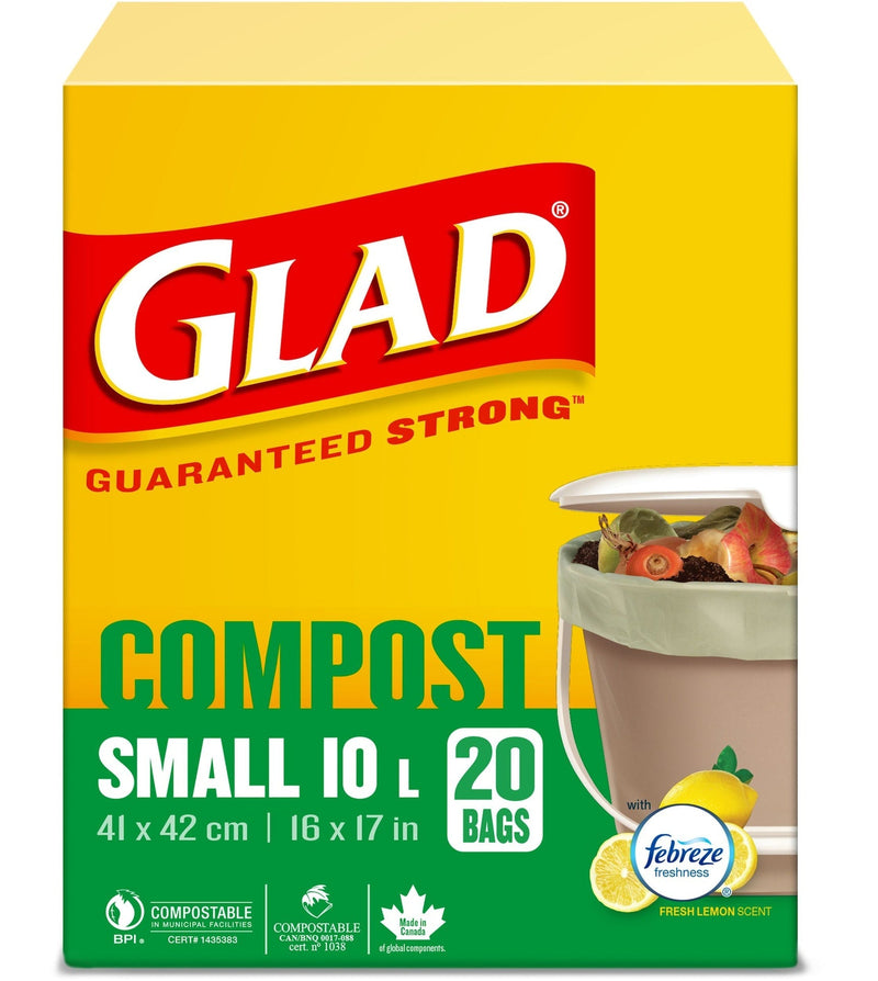 Small 100% Compostable Febreze Lemon Scented Food Waste Bags, 20-pk, 10-L Z1V8