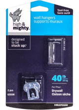 High & Mighty Canvas WAll Hanger, Easy to Remove, 40-lb Capacity, Silver, 2-pk C4D7 - product image 1
