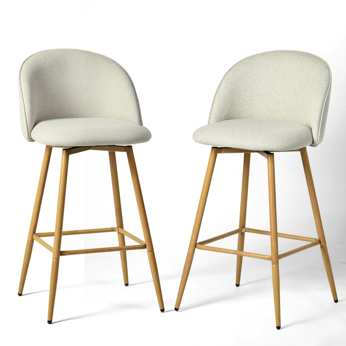 Modern Swivel Bar Stools, Beige, 2-pk R3N8 - product image 1
