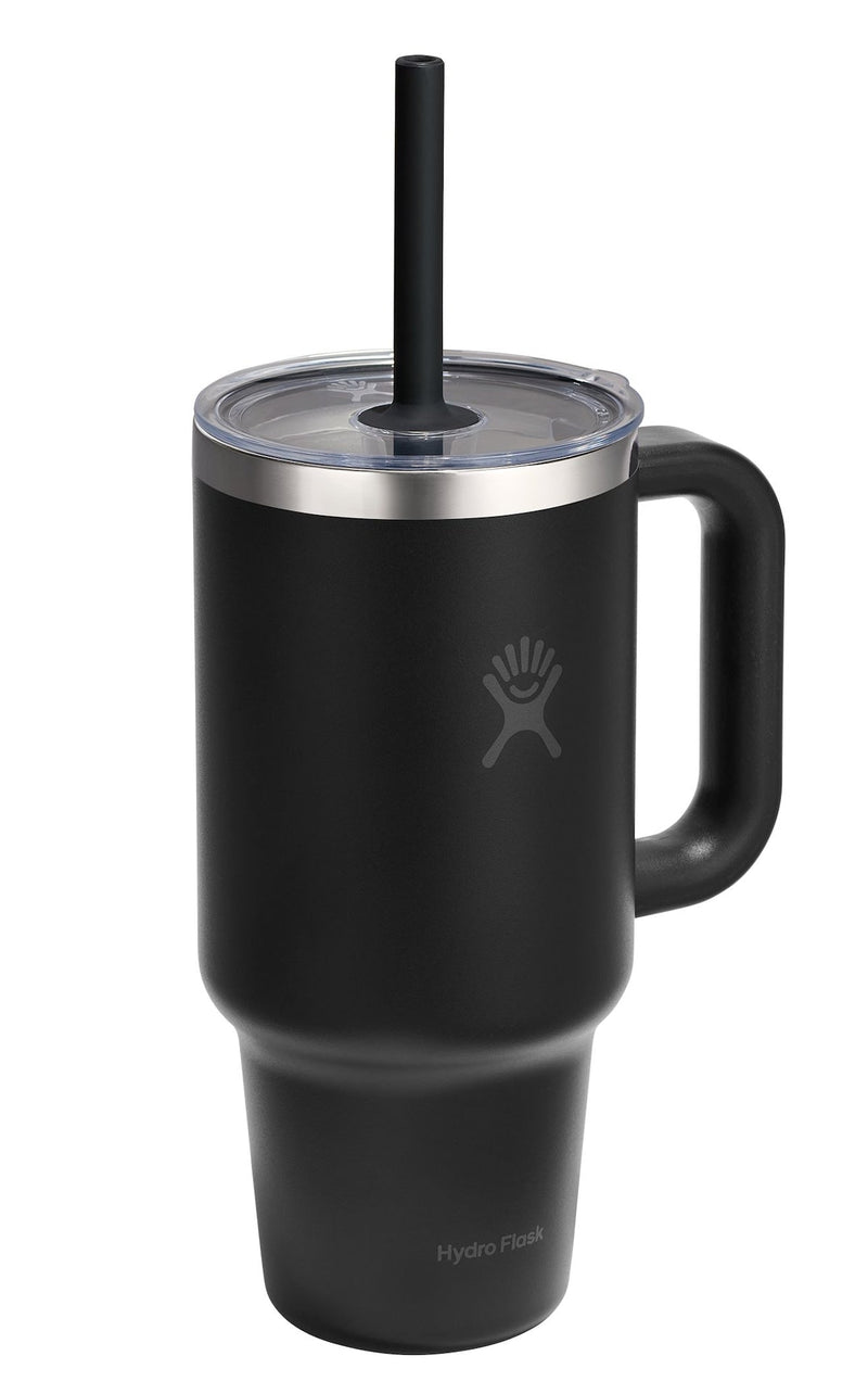 Stainless Steel Insulated Travel Tumbler Cup with Clear Straw Lid & Handle, Various Colours, 32-oz E0G5
