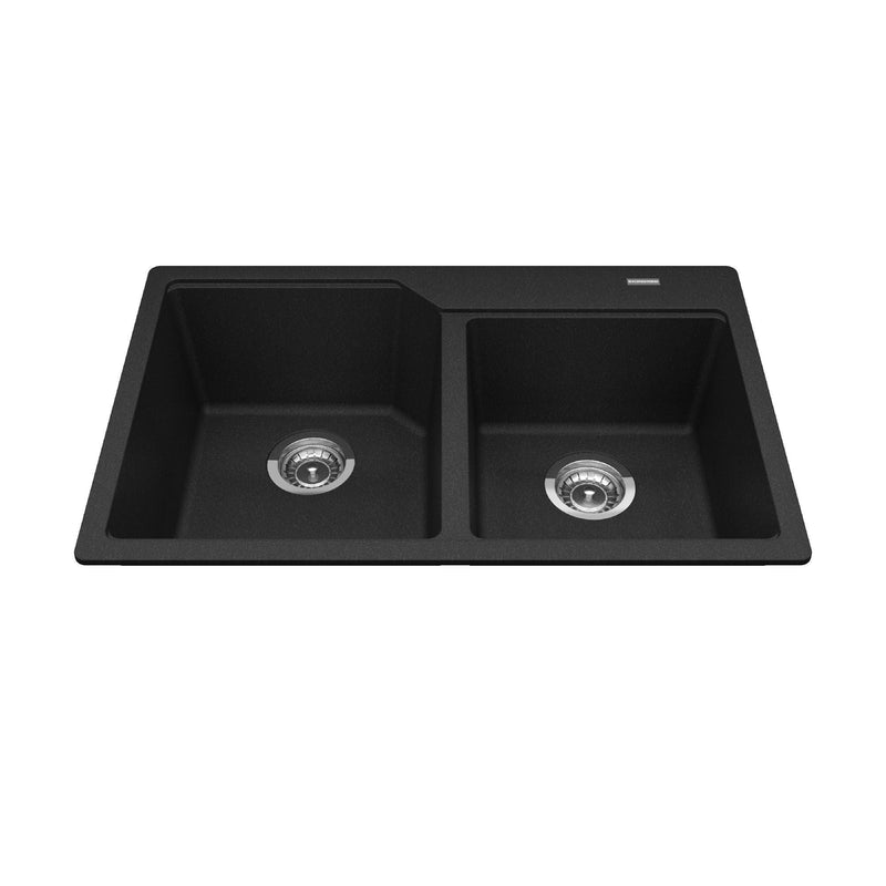 Urban Drop In Granite Double Bowl Kitchen Sink, 30.69-in x 19.69-in x 8.63-in, Onyx R1S9