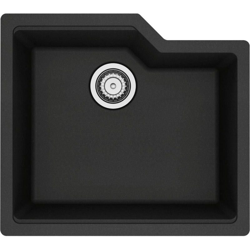 Urban Undermount Granite Single Bowl Kitchen Sink, 22.06-in x 19.69-in x 9.06-in, Onyx L6H7