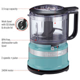 Compact 3.5 Cup Food Chopper/Mini Food Processor with Dishwasher Safe Parts, Aqua Sky I3C8 - product image 4