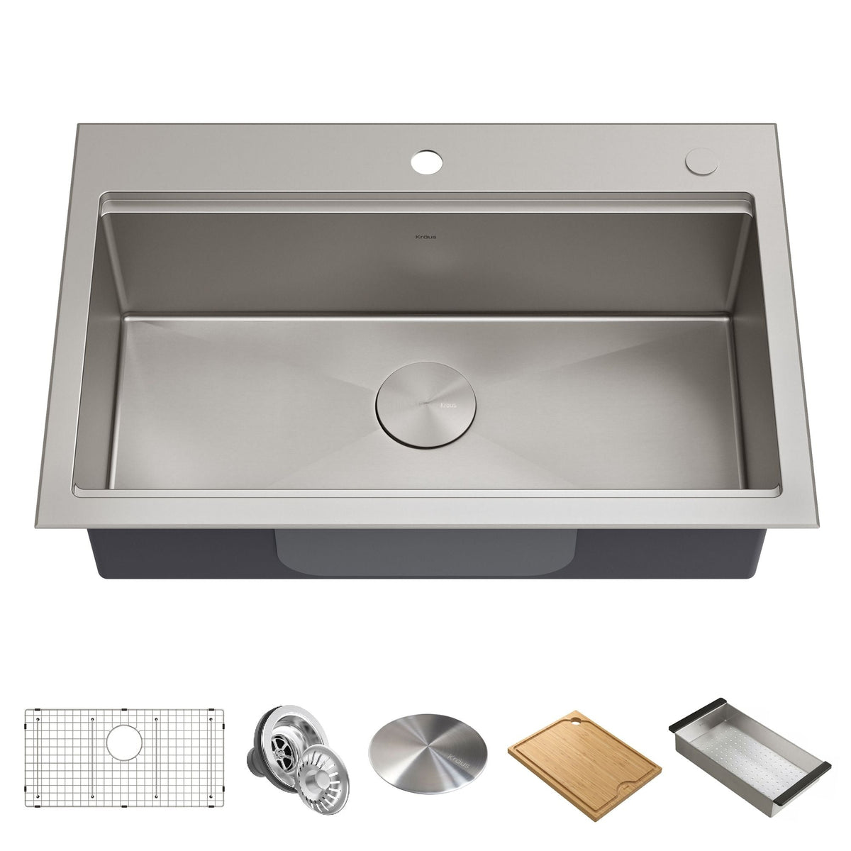 Kore Top/Undermount Stainless Steel Single Bowl Kitchen Sink with Add-Ons, 32x21x9-in P2J1 - product image 1