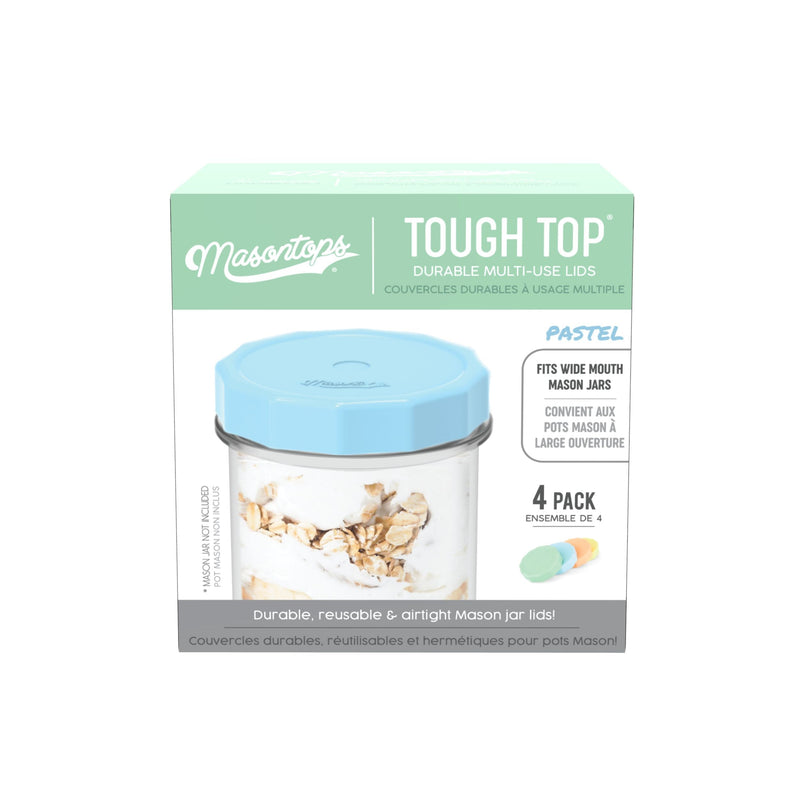 Tough Tops Durable Plastic Lids, Wide-Mouth, Assorted, 4-pk S7P1