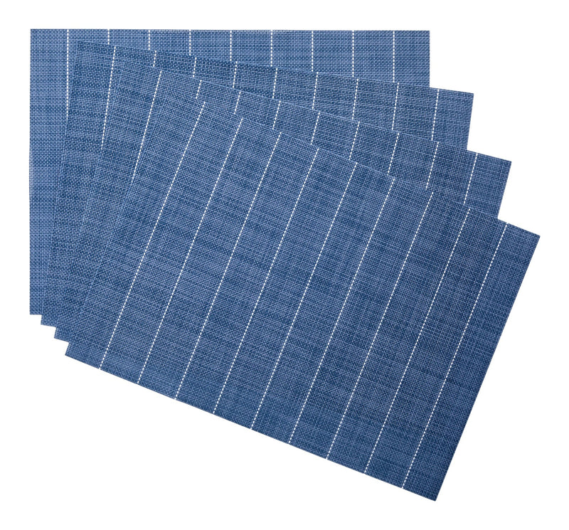 Blue Striped Woven Textilene Placemats, 13-in x 18-in, 4-pk E0B1