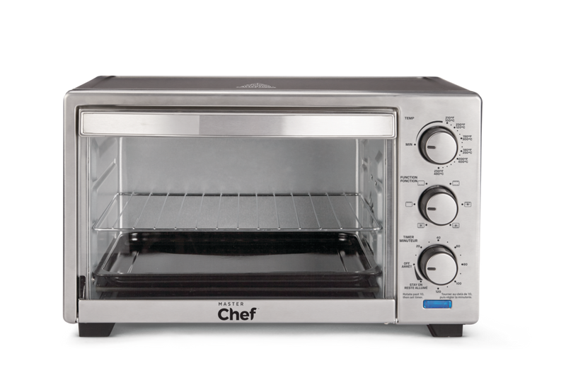 Convection Toaster Oven with 4 Functions, Stainless Steel, Black, 6-Slices F5Q4