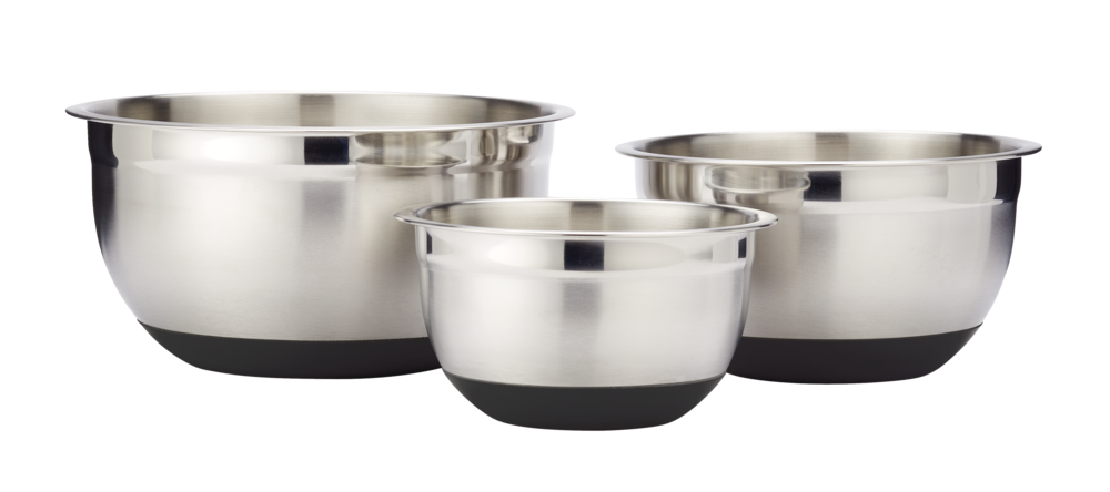 Stainless Steel Mixing Bowl Set with Non-Slip Bottom, Assorted Sizes, 3-pc N7A1 - product image 1