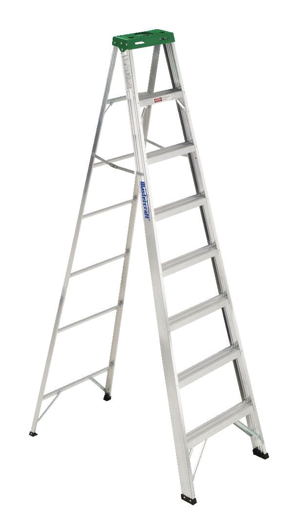 Grade 2 Aluminum Commercial Step Ladder, 8-ft, 225-lb Load Capacity M2L5