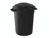Resin Circular Outdoor Garbage Can with Lid, Black, 121-L P0F7 - product image 1