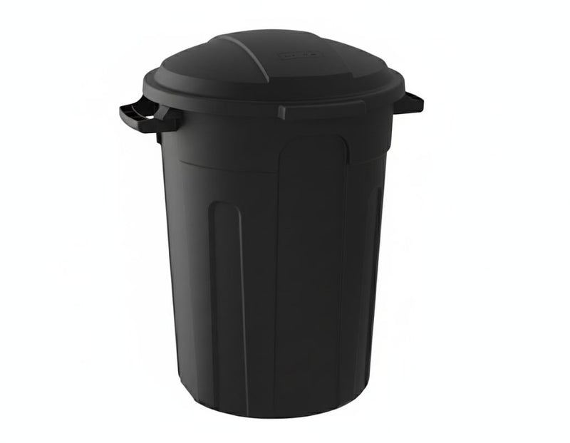 Resin Circular Outdoor Garbage Can with Lid, Black, 121-L P0F7