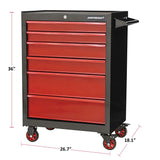 Rolling Tools Storage Cabinet with 6 Drawers, Black&Red, 26-in A2E5 - product image 4