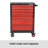 Rolling Tools Storage Cabinet with 6 Drawers, Black&Red, 26-in A2E5 - product image 5